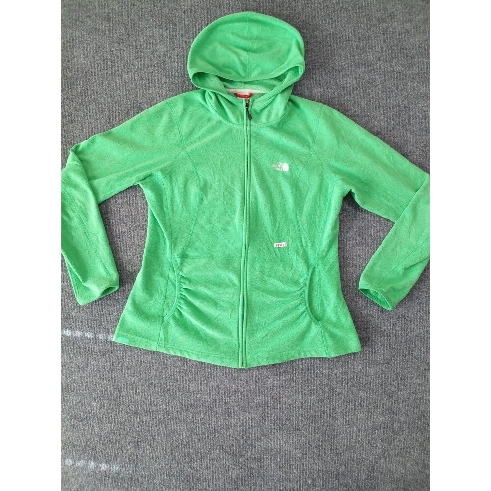 The North Face Womens Large Green Fleece Full Zip Hoodie Jacket Outdoor